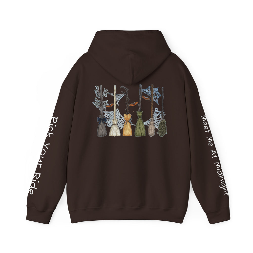 Witches Night Ride Hoodie — Broomstick Coven Graphic Hooded Sweatshirt