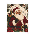Vintage Santa Velveteen Plush Blanket — Retro Christmas Throw with Santa & Poinsettias