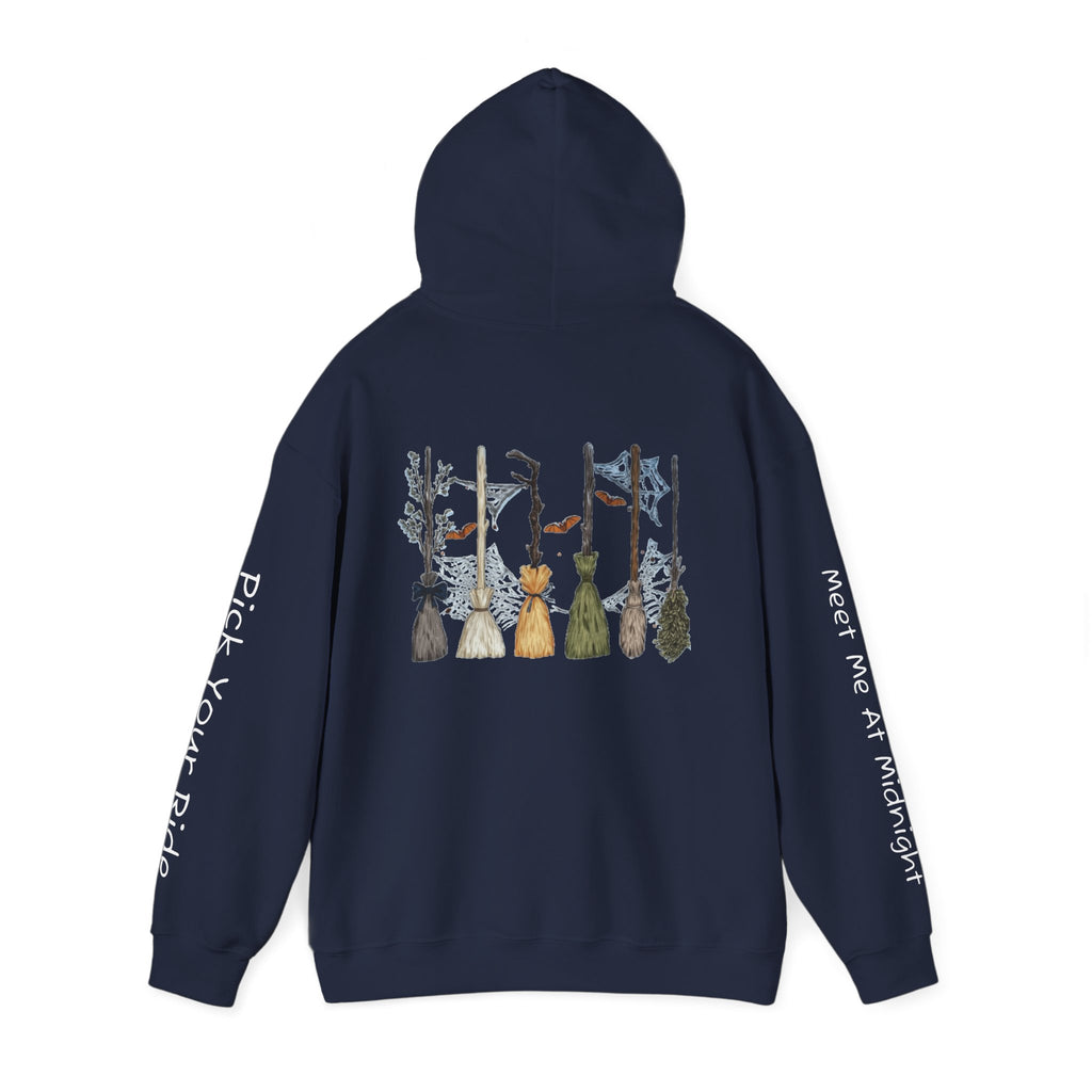 Witches Night Ride Hoodie — Broomstick Coven Graphic Hooded Sweatshirt
