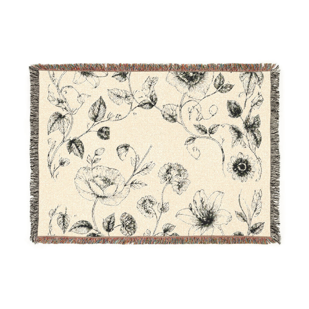 Vintage Botanical Woven Throw Blanket