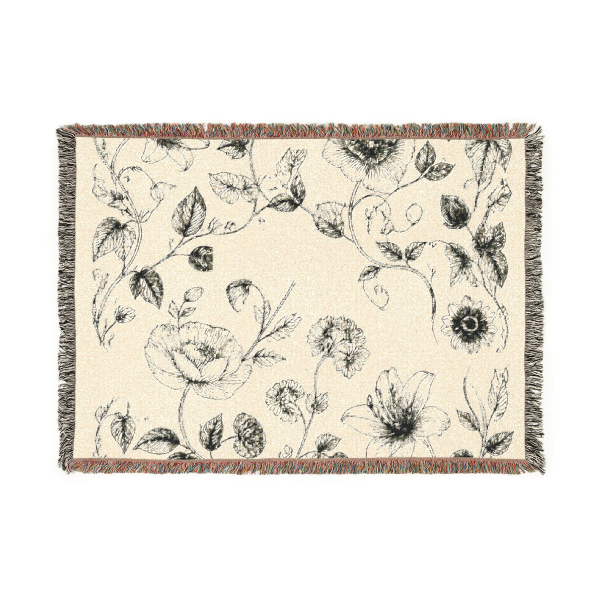 Vintage Botanical Woven Throw Blanket