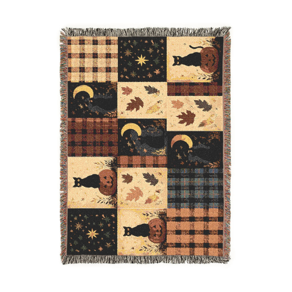 Autumn Moon Cat Woven Blanket
