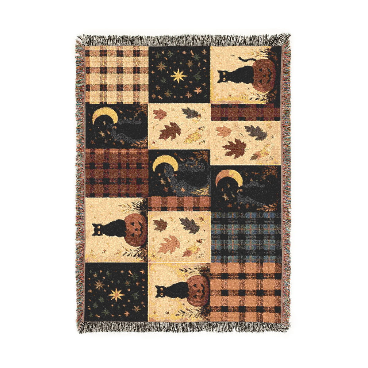 Autumn Moon Cat Woven Blanket