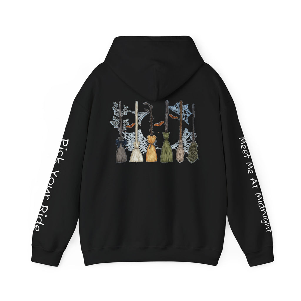 Witches Night Ride Hoodie — Broomstick Coven Graphic Hooded Sweatshirt