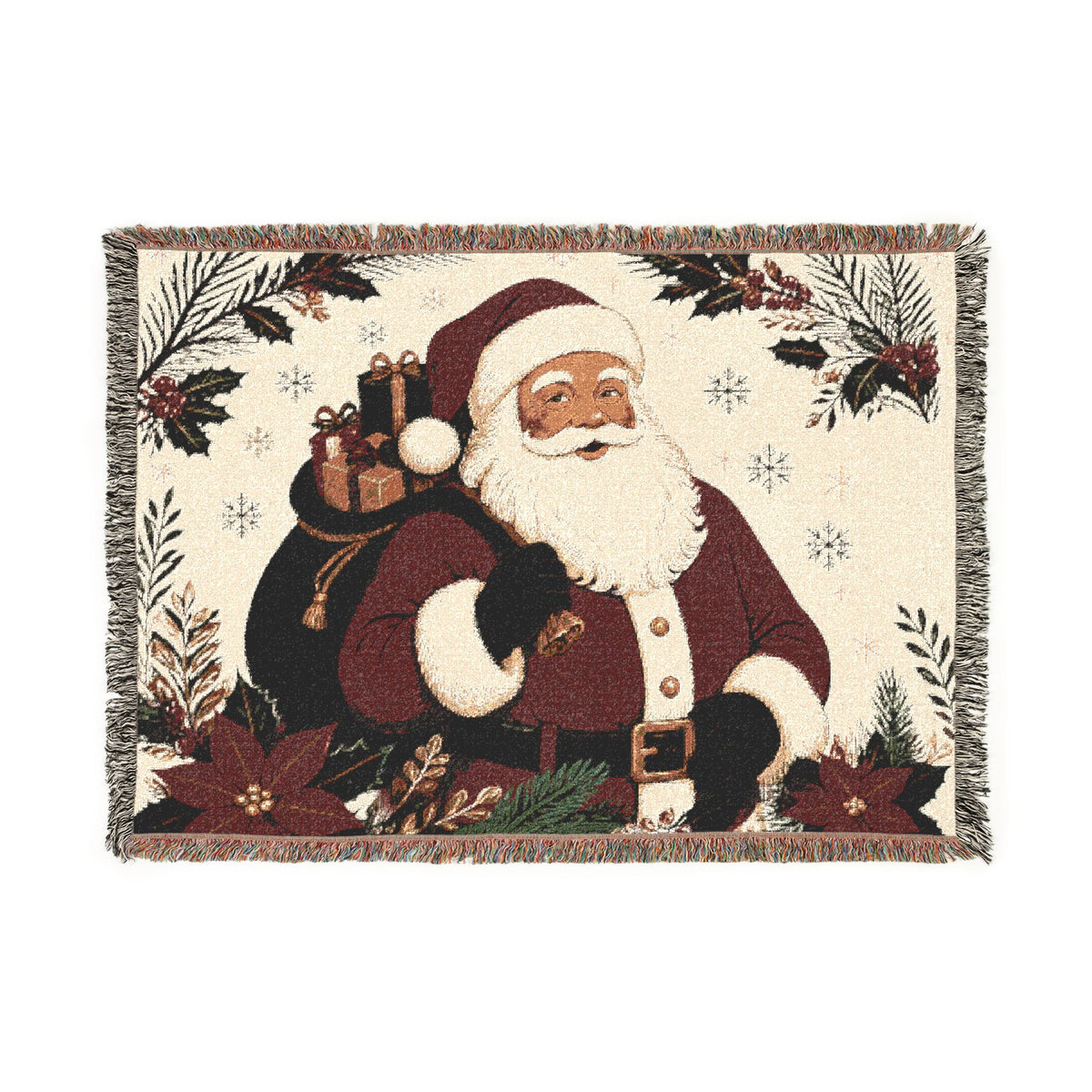 Vintage Santa Woven Throw Blanket