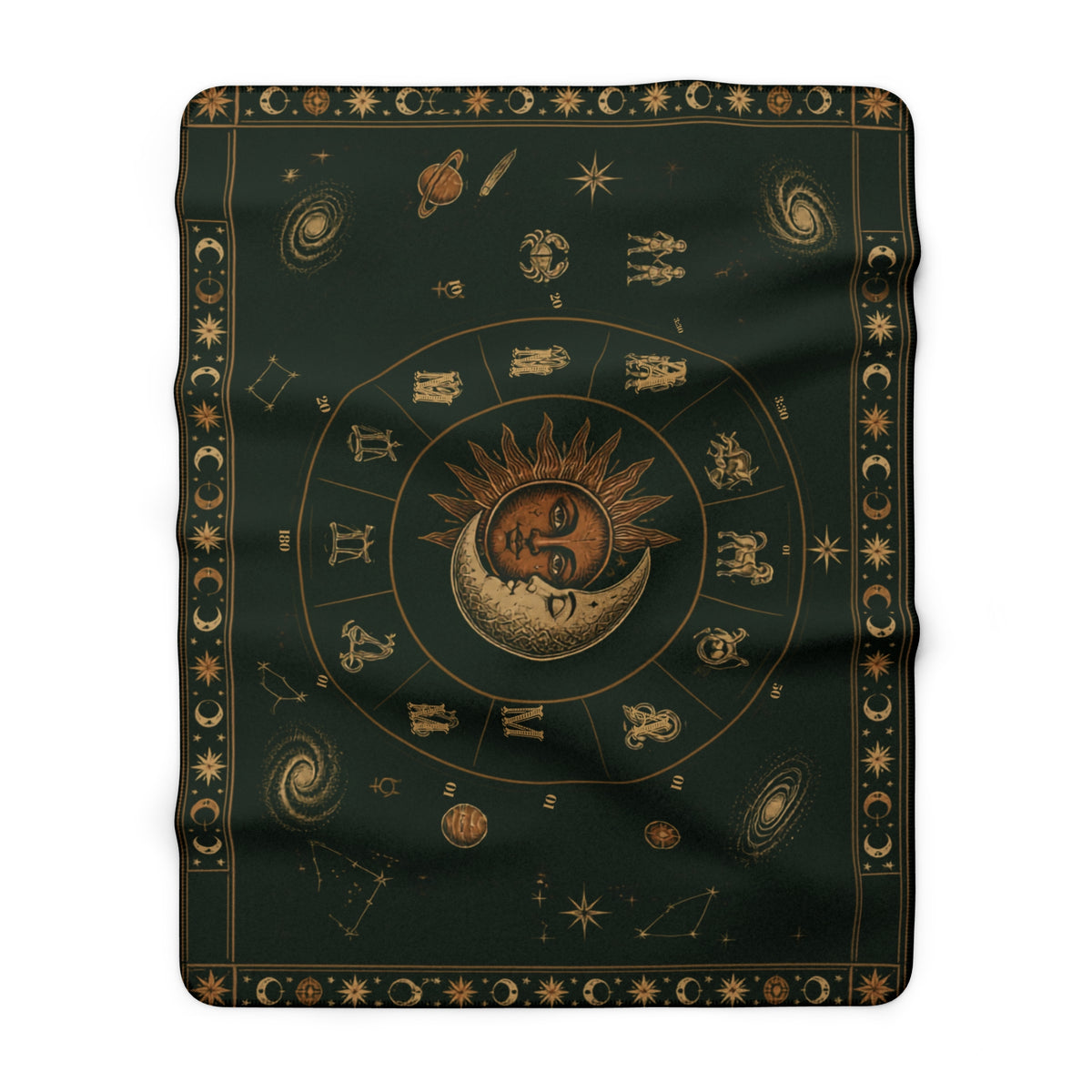Celestial Nights Sherpa Blanket – Sun, Moon & Zodiac Fleece Throw