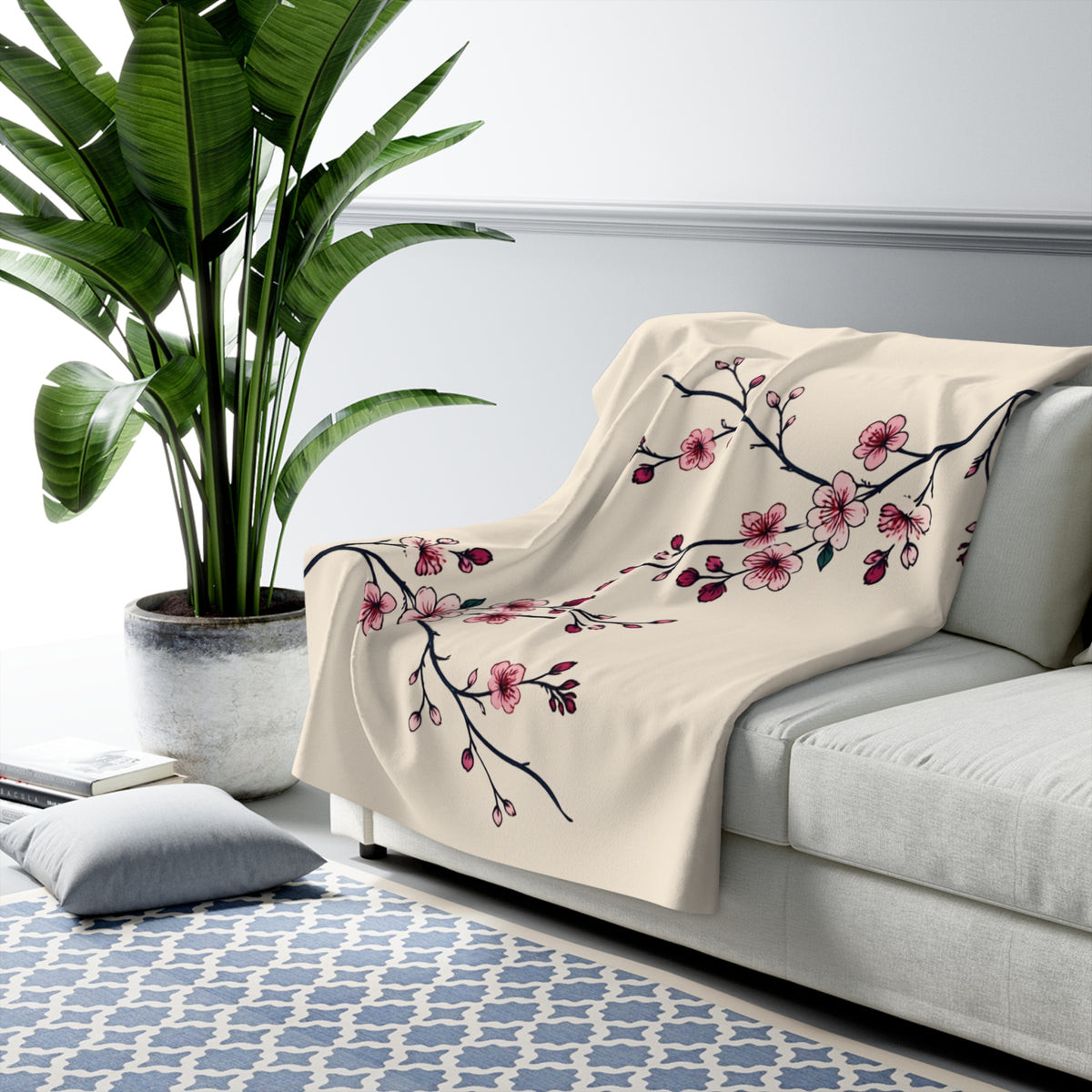 Cherry Blossom Sherpa Blanket