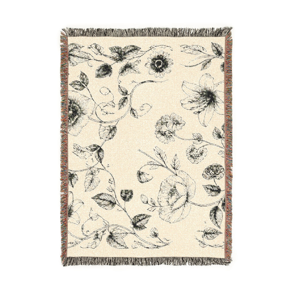 Vintage Botanical Woven Throw Blanket