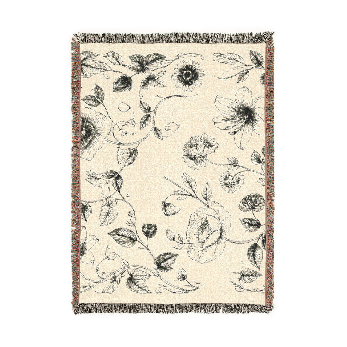 Vintage Botanical Woven Throw Blanket