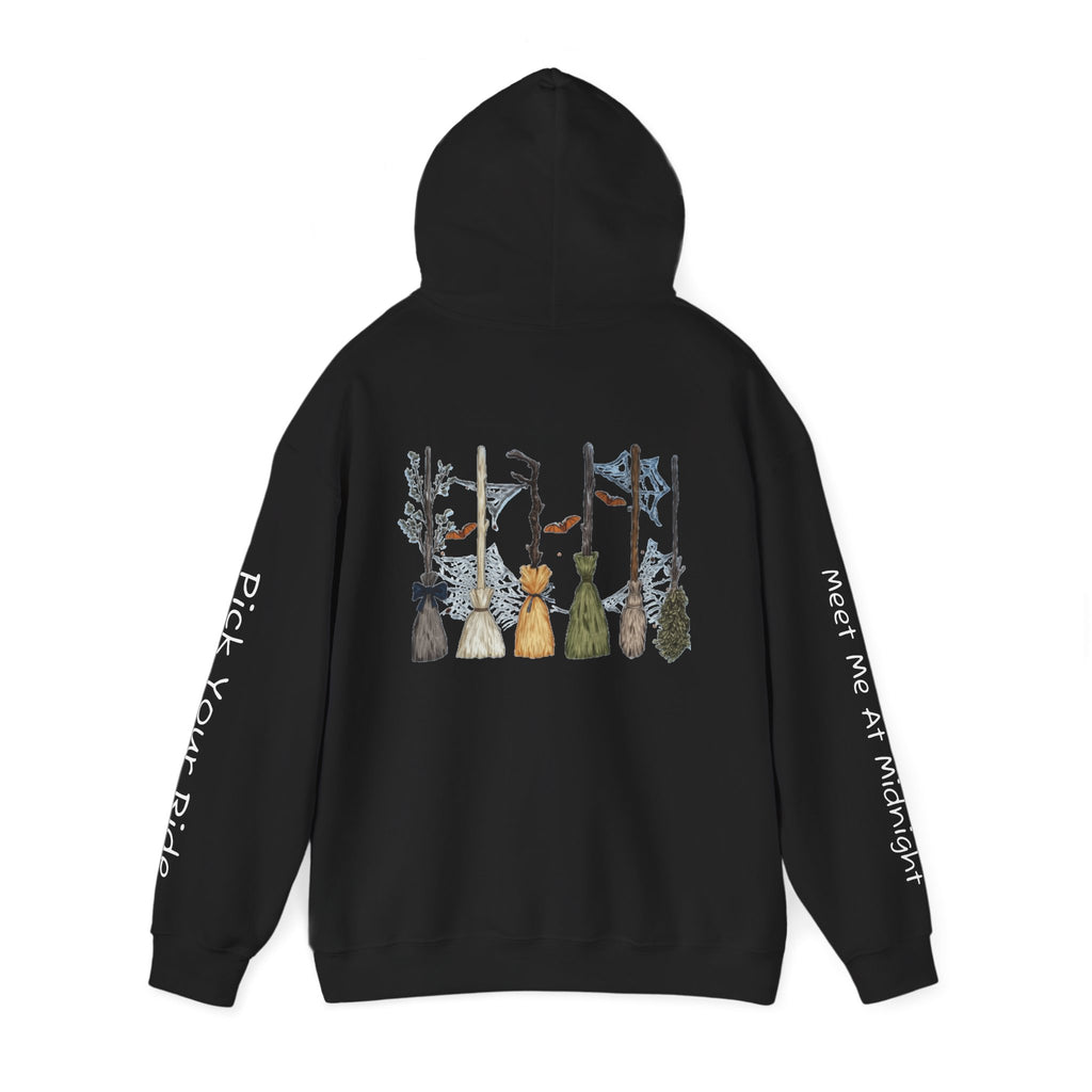 Witches Night Ride Hoodie — Broomstick Coven Graphic Hooded Sweatshirt