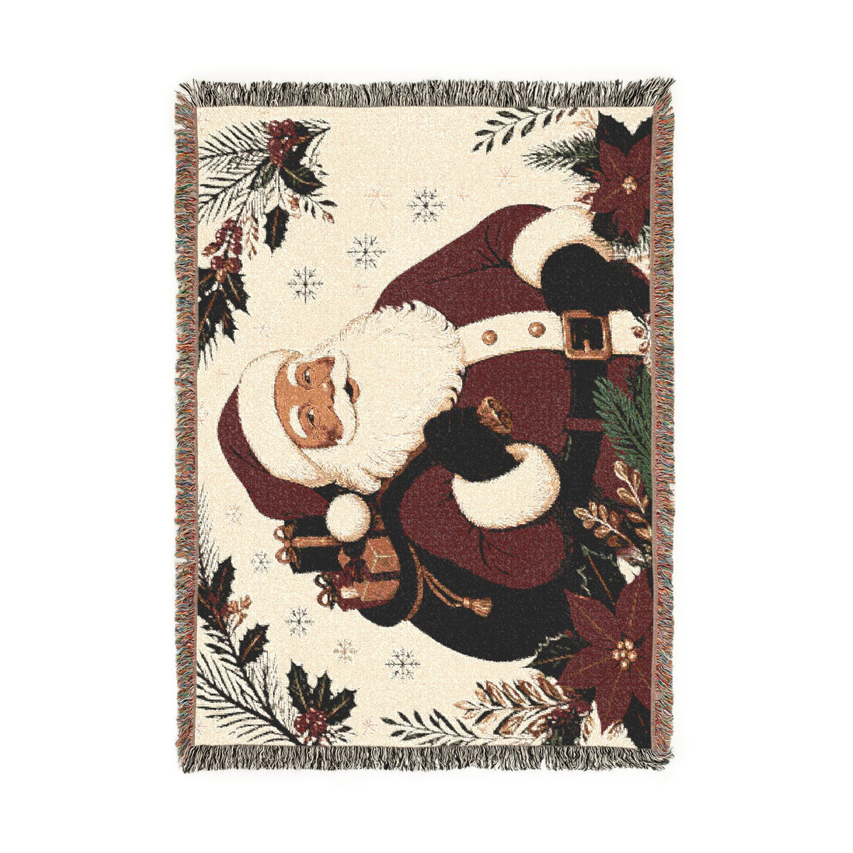 Vintage Santa Woven Throw Blanket