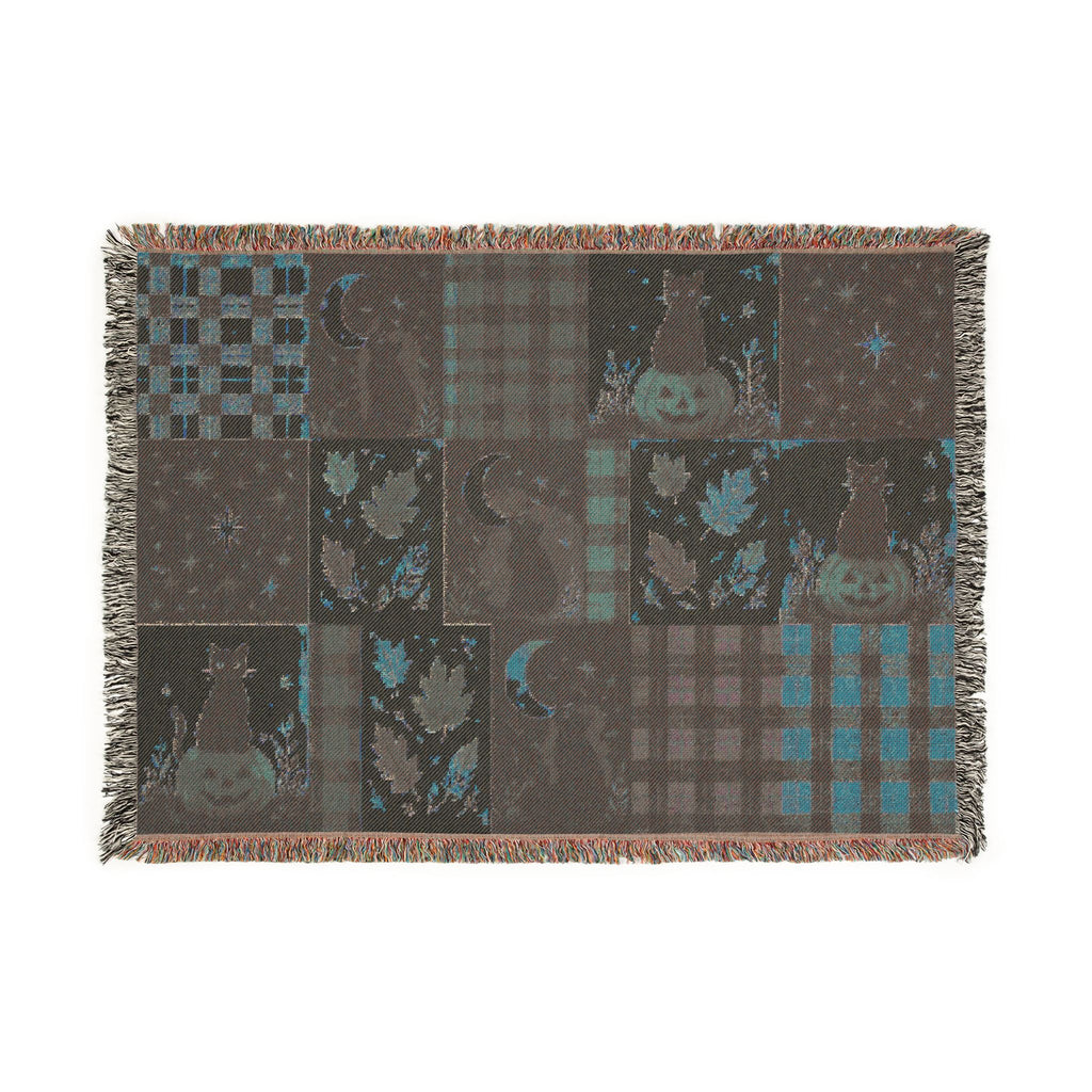 Autumn Moon Cat Woven Blanket