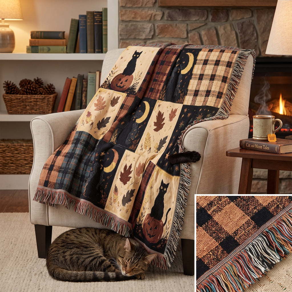 Vintage Botanical Woven Throw Blanket