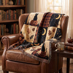 Autumn Moon Cat Woven Blanket