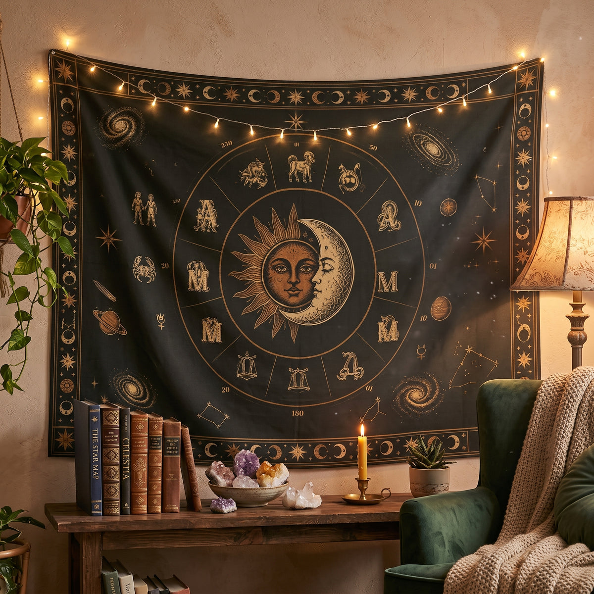 Zodiac Sun & Moon Wall Tapestry