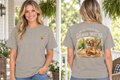Gray-beige sweet tea tee, front and back model mockup