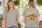 Gray-beige sweet tea tee, front and back model mockup